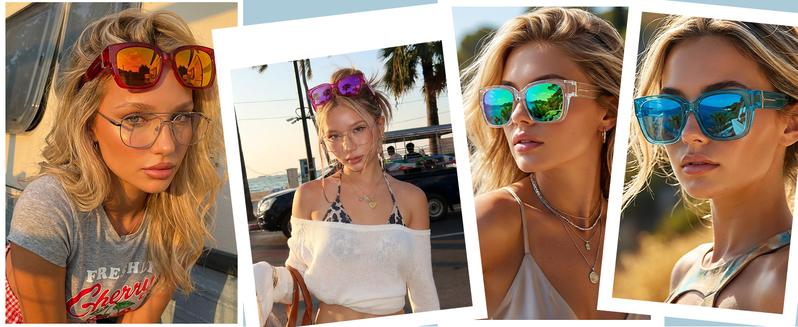 【FitOver Sunglasses】SIPHEW Mirrored Sunglasses Polarized Fit Over Glasses for Women Men for Driving - Trendy Large Square Oversized  UV400 Protection Sun Glasses