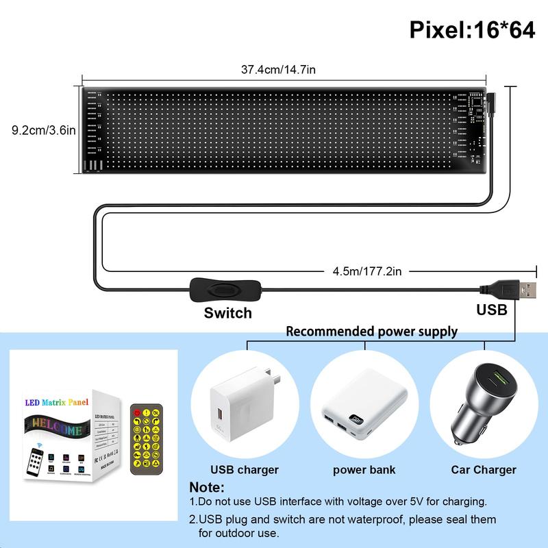 LED Display for Car, Programmable Flexible LED Light, Customizable DIY Pattern or Text Color RGB Pixel Screen with USB/Bluetooth APP Remote Control Dashboard for Cars/Trucks/SUV/Room Decorate