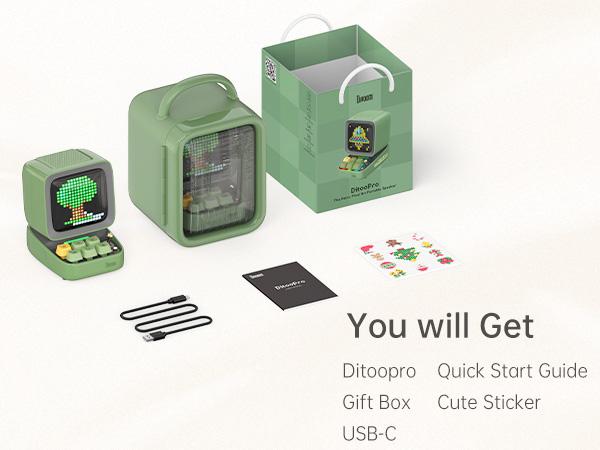 Divoom Ditoo Programmable Pixel Art LED Bluetooth Speaker Showing Clock Emoji DIY Design for Home Wedding Party Decoration with Wireless App Control Mini Gift Audio Smartphone Pink