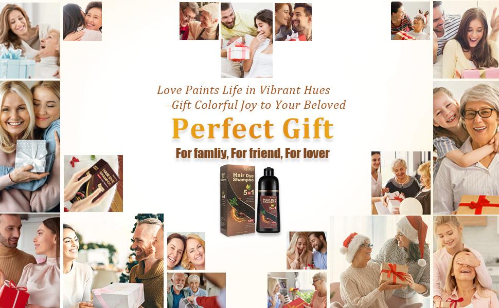 Dark Chocolate 5-in-1 Hair Dye Shampoo – Natural Herbal Formula for Gray Hair Coverage, Instant Hair Color in Minutes, Long-Lasting Color for All Hair Types & Root Touch Up, 500ml