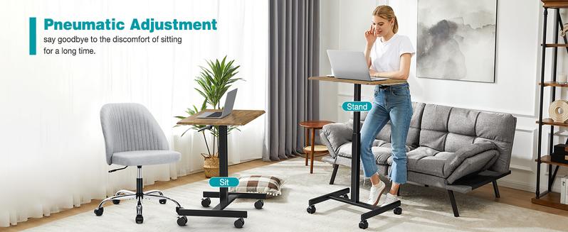Mobile Rolling Standing Desk - Overbed Table, Teacher Podium with Wheels, Adjustable Work Table,for Home, Office, Classroom