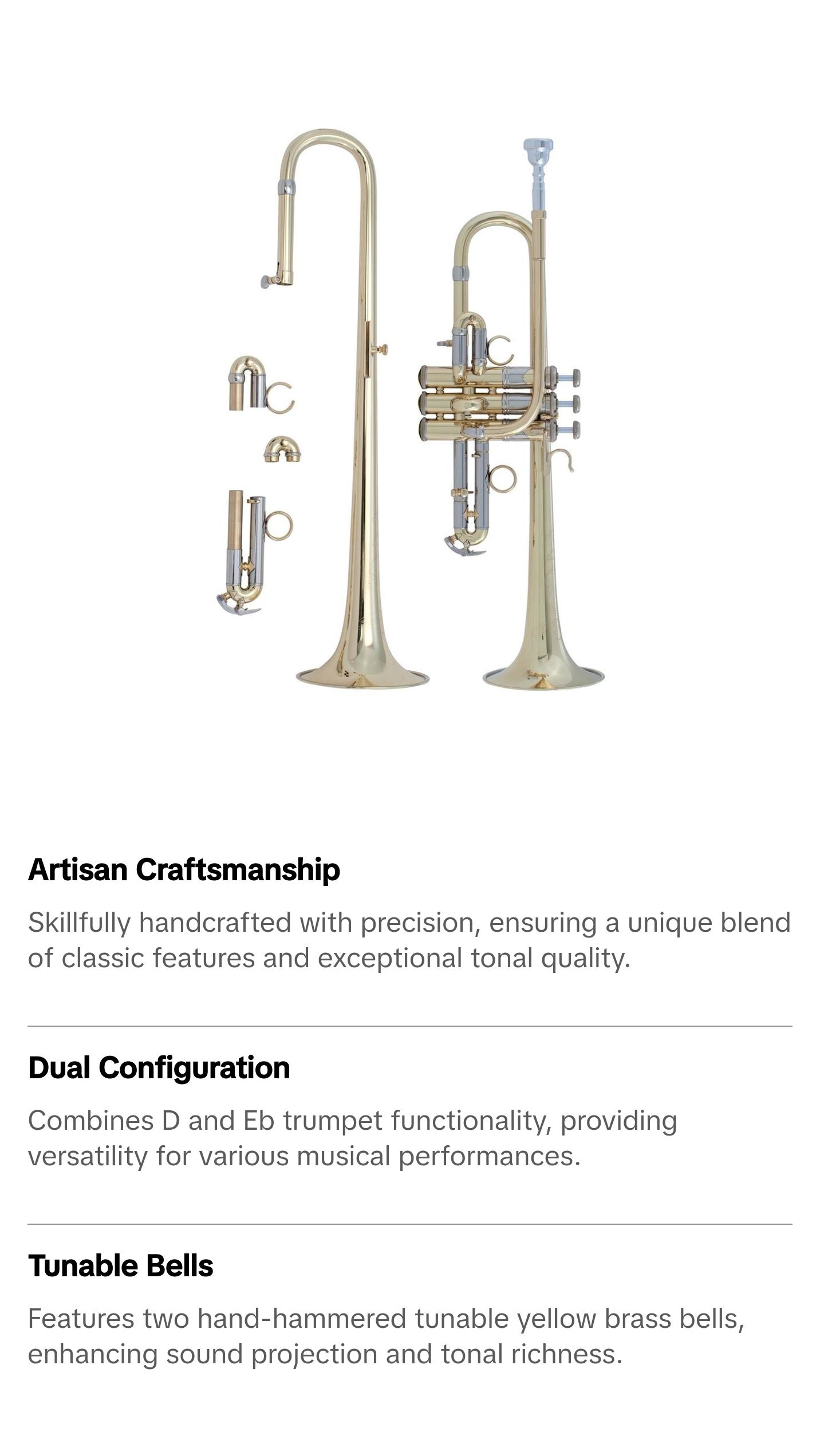 Bach Stradivarius Artisan D/Eb Trumpet Outfit, Lacquer