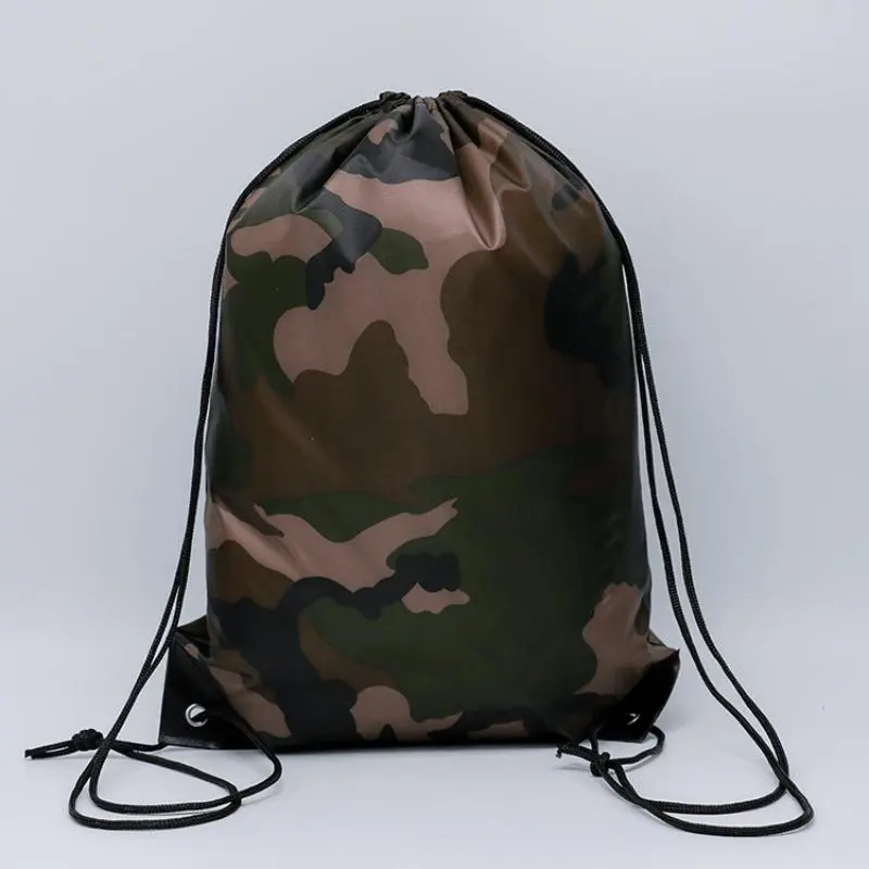 1pc Unisex Polyester Camo Drawstring Bag - Lightweight, Durable Lining, Fixed Shoulder Strap, Printed Design for College, Outdoor Sports (Luggage, Functional Shopping Bag for Adults), Drawstring Close, Hiking, Synthetics