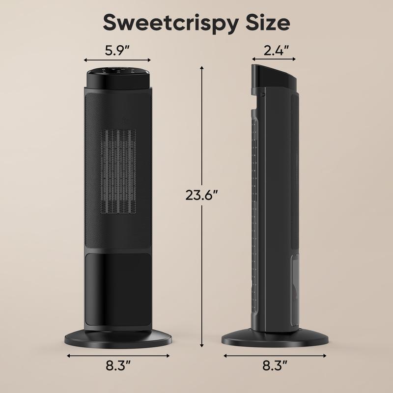 【Clearance】Space Heater for Indoor Use, 23Inch Portable Heater with Remote and Thermostat,7 Light Modes, 70°Oscillation, 12H Timer, Up to 95°F, Tip-over Protection