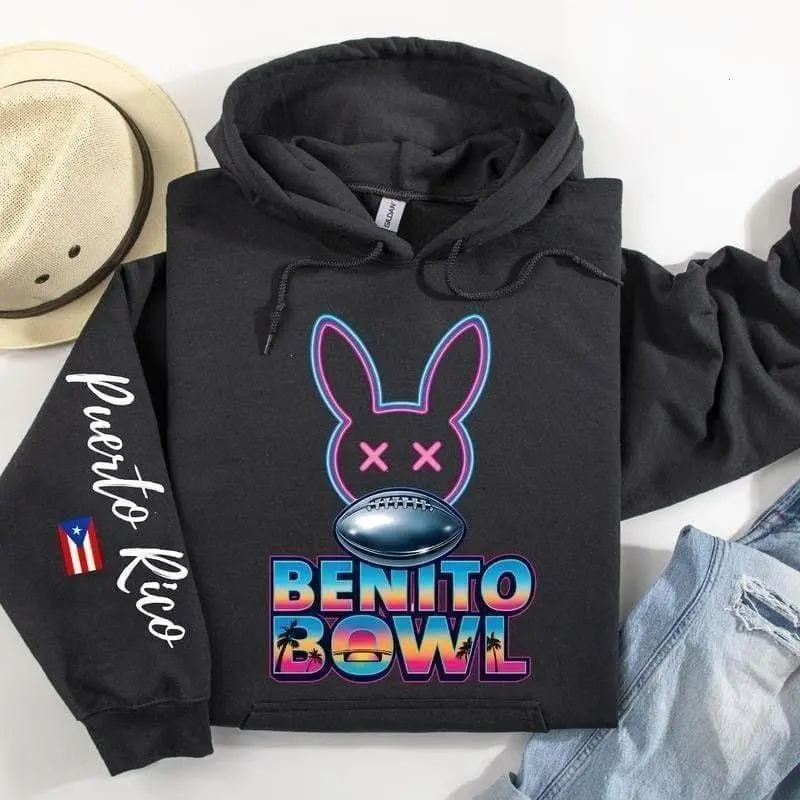 Red Benito Bowl Hoodie, #BBunnyy Puerto Rico Sweatshirt, Latino Music Hoodie, Benito Bowl Game Hoodie, Unisex Streetwear Shirt, Gift for Fan