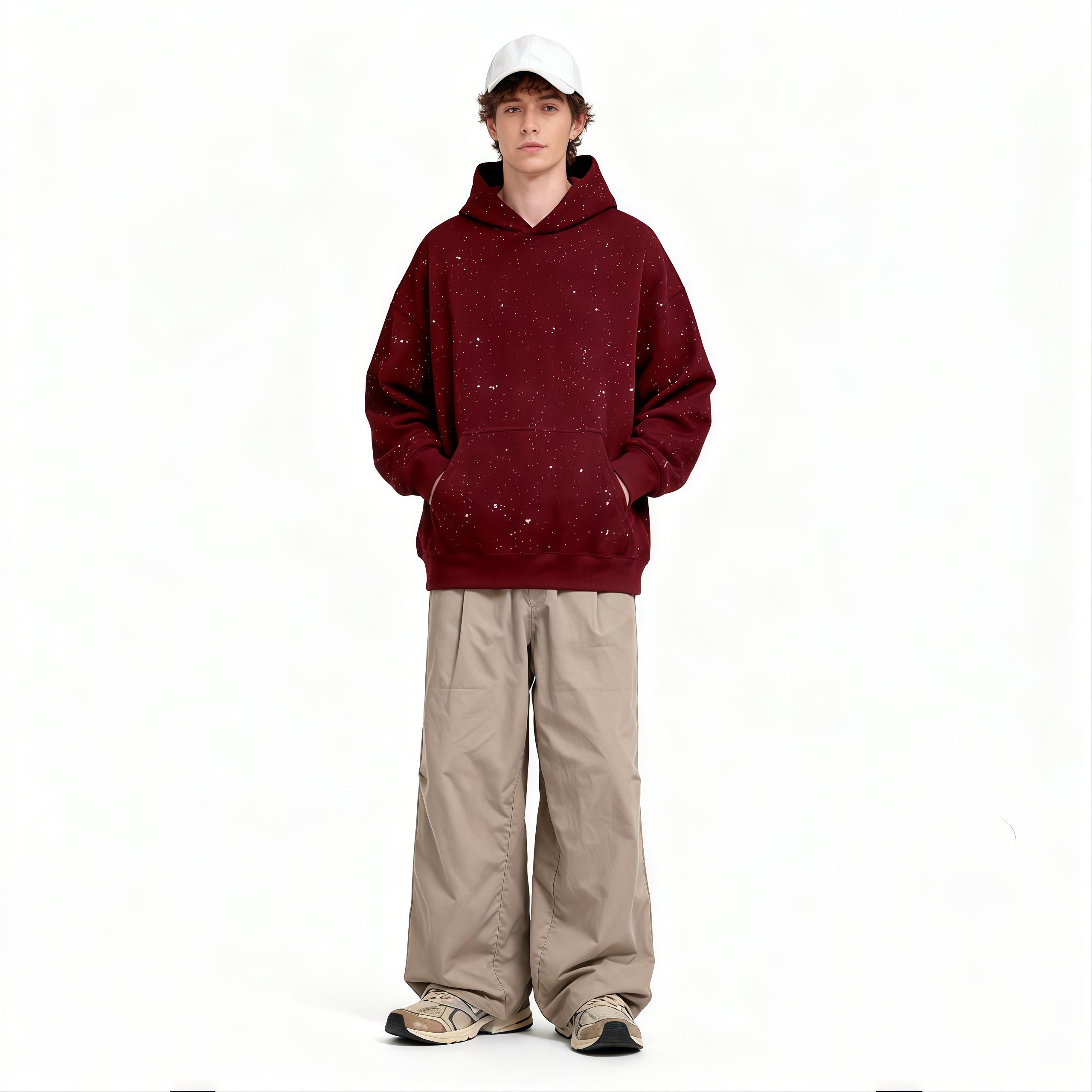 TELLFUN  Y2K Sequined Pullover Hoodie - Fashionable Casual Long-Sleeved Menswear Top with Pockets, Loose-Fitting Y2K Galaxy Sweatshirt for Autumn & Winter