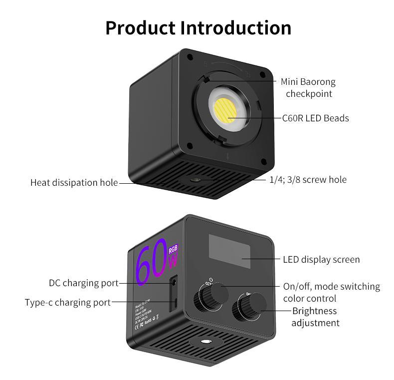 2026 Upgraded Handheld Photography Light, Camera Fill Light, 2500K-6500K Adjustable Color Temperature, 13400mAh Fast Charging, Suitable for Vlogging, Portrait Photography, Filming, Studio Use, Live Streaming, and Makeup (Black | Standard RGB)