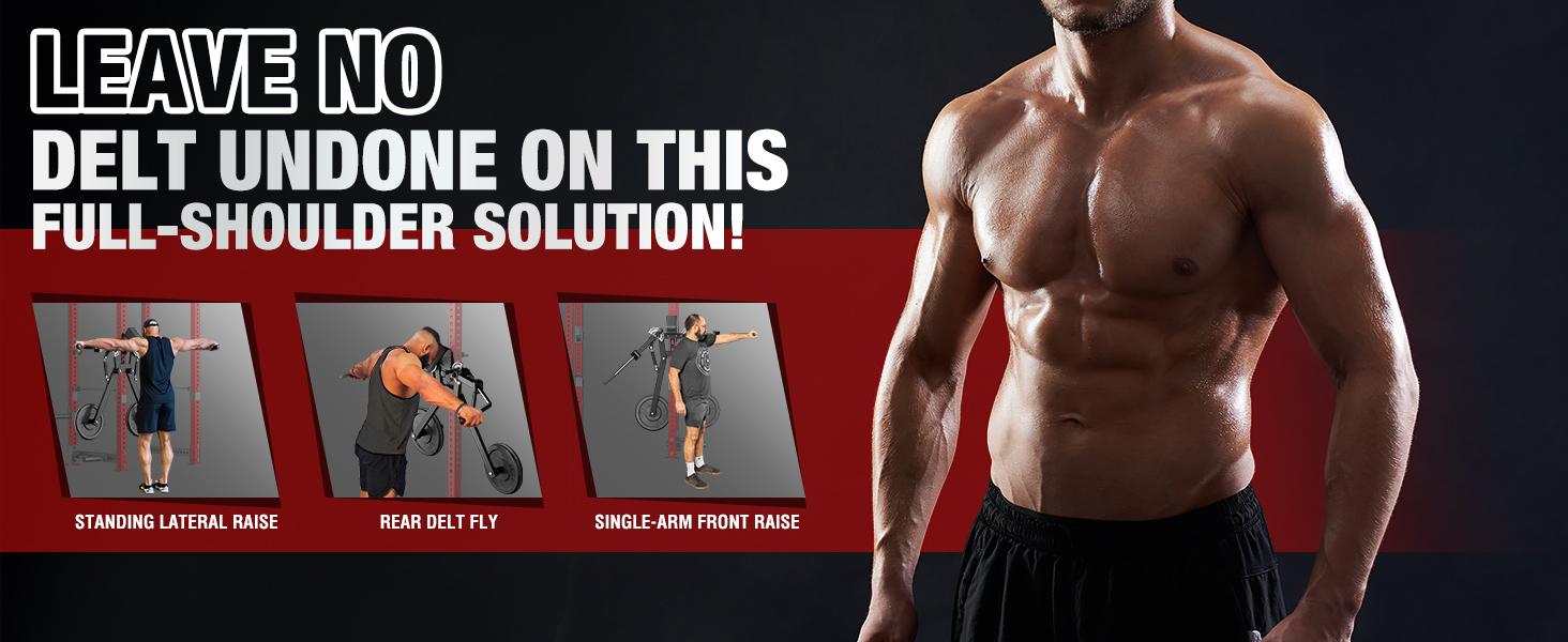 MIKOLO Power Rack Lateral Raise & Chest Fly Attachment - 13-Level Adjustable Arm for Upper Body Strength Training, Fits 1" Hole Squat Racks, Home Gym Equipment Multifunctional Workout StationMIKOLO