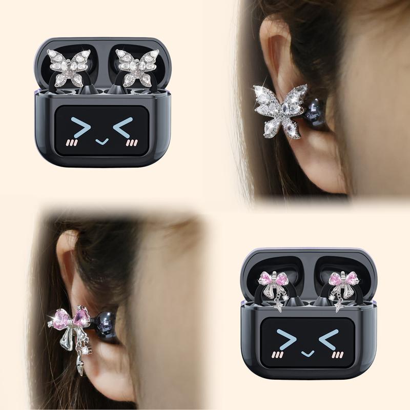 [Valentine's Day] Tukio 2026 M100 Clip-On Ear Headphones with Audio-Visual Touch Screen Wireless Audio Headphones for Music & Phone Calls Sport Waterproof & Sweatproof with Bluetooth 6.0 for Faster Stable Connection & Low Power Use