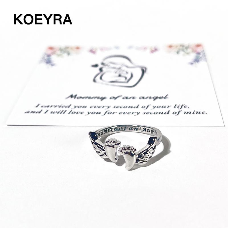 Adjustable Letter & Wing Design Cuff Ring, Fashionable Jewelry for Women, Elegant All-match Fashion Accessories for Daily Wear, Personalized Angel Ring, Engraved Ring