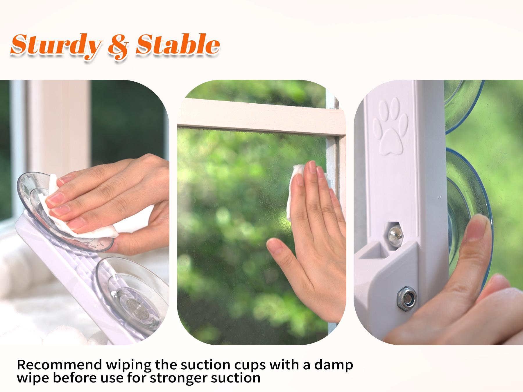 Folding Cat Hammock for Window - Cordless, Machine Washable Bed, Robust Metal Frame, Strong Suction Cups，Cat Window Perch for Cats and Small Dogs