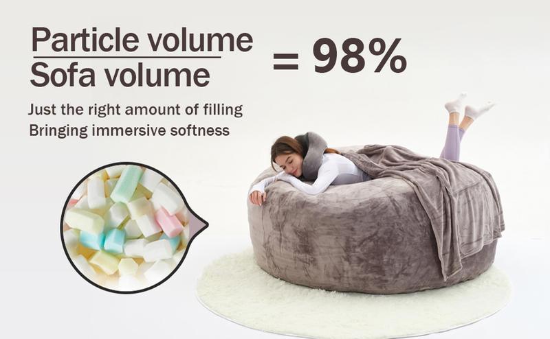 5FT JUMBO Bean Bag with 3 Gifts - Soft Flannel Fabric High-Rebound Memory Foam Lazy Sofa Beanbag Chair for Home Comfort & Relaxation