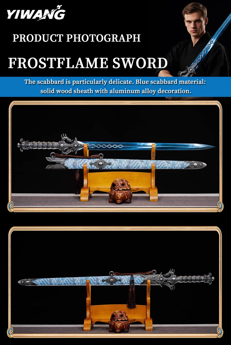 Handmade Chinese Sword - Full Tang Dynasty - Heat-Treated Blade, Blue Dragon Handle - Authentic Ancient Chinese - Collector'S Display or Martial Arts Training - Luxury Sword Sheath - Historical Replica - Ideal Gift for Martial Arts &