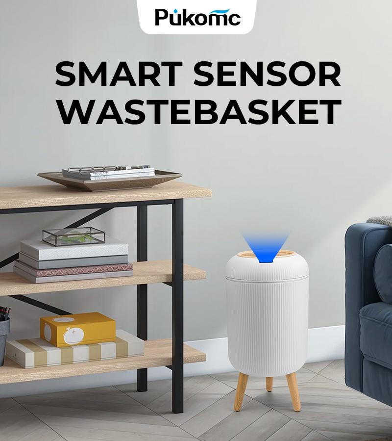 Pukomc Smart Induction Waterproof Trash Can for Bathroom, Bedroom, Office Nordic Style, Household Items Saving Space Motion Sensor Multifunctional Home Goods Environmentally Friendly Automatic