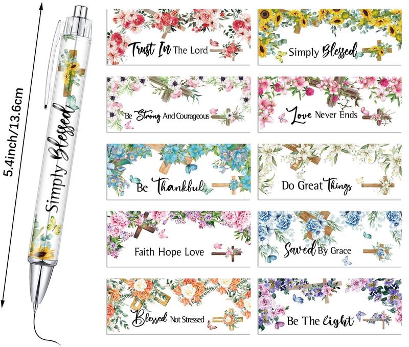Valentine Gift Exchange for Students 10Pcs Christian Pen Inspirational Ballpoint Pens with Bible Verse Motivational Pens Office Gifts for Christian Women Mom Coworker Student, Appreciation Gift, School Stationery, Office Supplies
