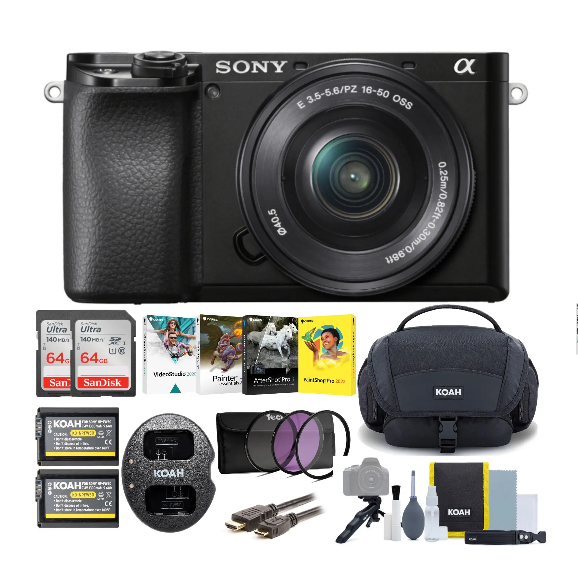 Sony Alpha a6100 APS-C Sensor Mirrorless Interchangeable-Lens Camera Bundle (Black) with 16-50mm Power Zoom Lens, 24.2MP CMOS Sensor, Eye AF, 4D Focus, 11fps Continuous Shooting, 425 Contrast Detection AF Points