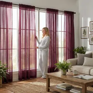 Cozy Curtain 4 Panels 34X95inch Soft Snow Voile Sheer Curtains with Rod Pocket Design Bohemian Style for Bedroom Living Room Easy Installation Multi Room Types Home Interior Decoration Accessories Home Textile Interior Decoration Accessories  FT2630