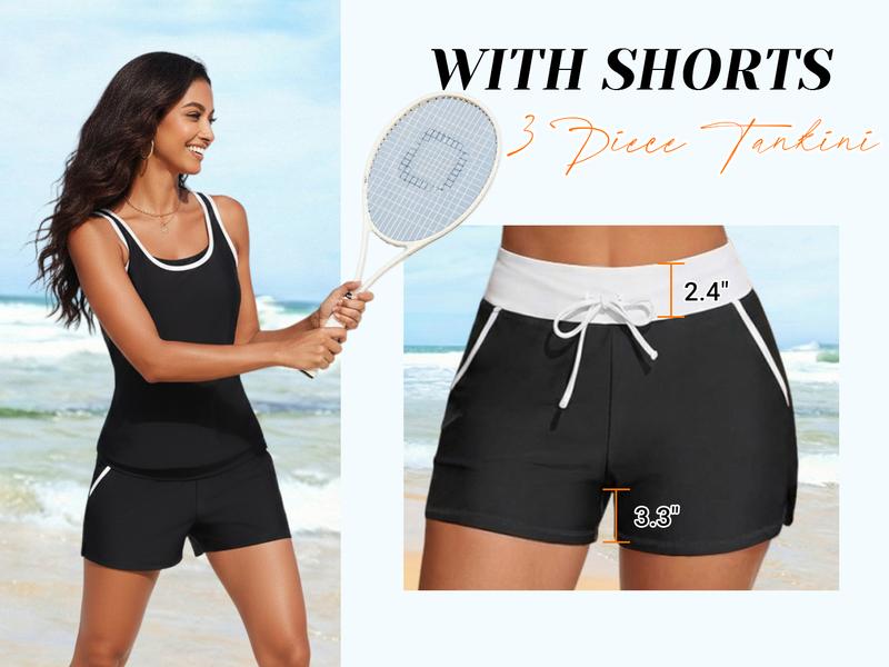 Aqua Eve Three Piece Tankini Swimsuits for Women - Bathing Suits with Boy Shorts Swim Tank Top Sports Bra and Modest Swimwear Aqua Eve Three Piece Tankini Swimsuits for Women - Bathing Suits with Boy Shorts Swim Tank Top Sports Bra and Modest Swimwear
