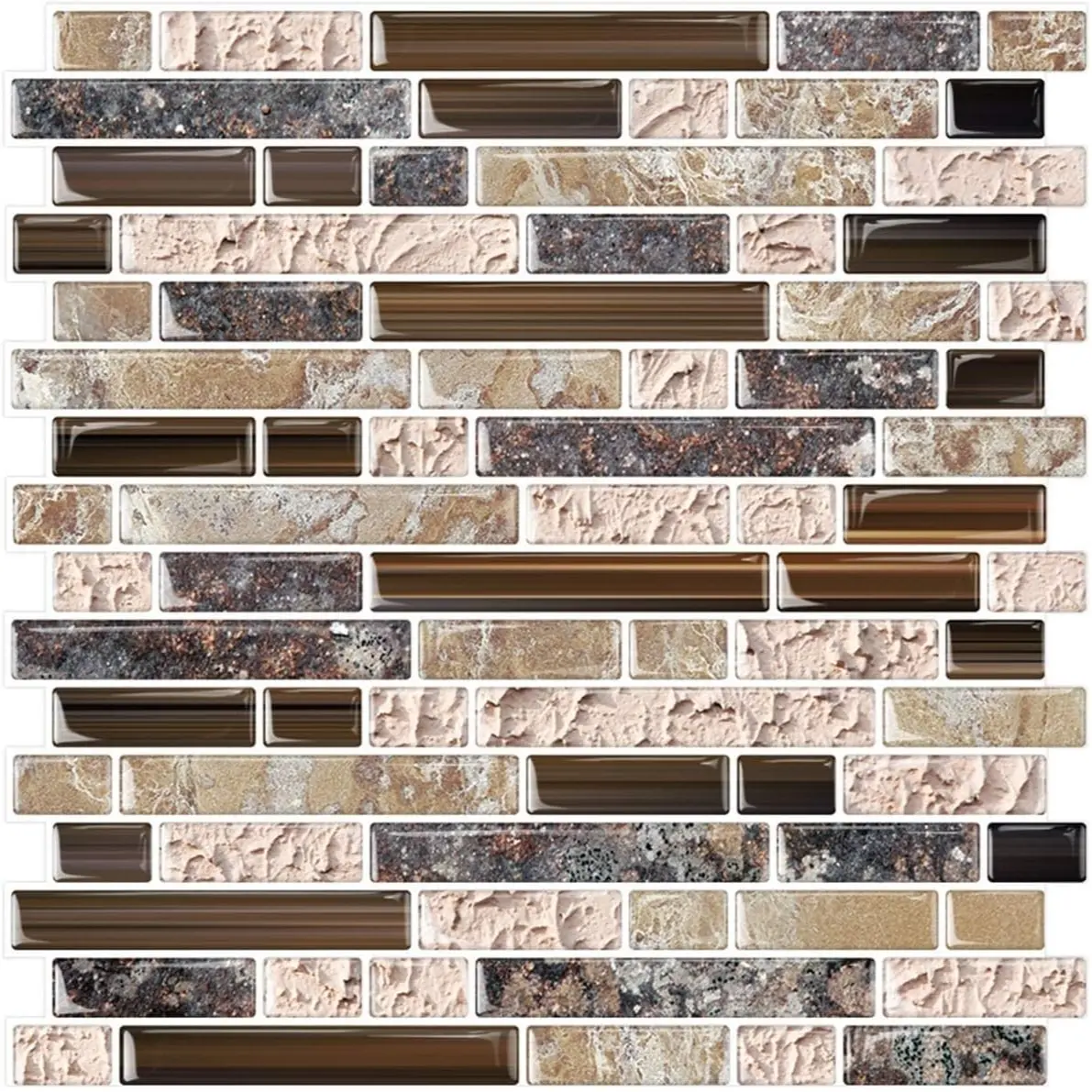 STICKGOO 10 Sheets Smooth Thicker Design Vinyl Peel and Stick Tile Backsplash, 12”x12” Self Adhesive for Kitchen & Bathroom, Decoration Items Sticker Decorative Ornaments