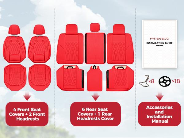 【FREESOO】Luxury Car Seat Covers Nappa Leatherette Waterproof Breathable Porous Foam Ergonomic Lumbar Support for Trucks SUVs Sedans | F35 【FREESOO】Luxury Car Seat Covers Nappa Leatherette Waterproof Breathable Porous Foam Ergonomic Lumbar Support for Trucks SUVs Sedans | F35