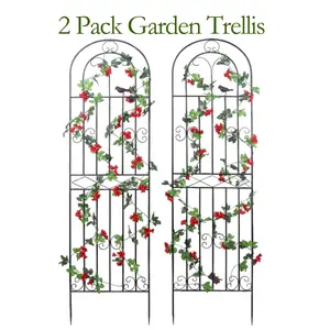 2 Pack Garden Trellis 86.6x19.7 inch Metal  for Climbing Plants Outdoor Wire Lattice Grid Panel  Perfect for Supporting Climbing Plants Outdoor, Roses, Vines, Flowers, and Vegetables.