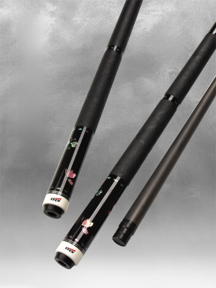 Carbon-Fiber Pool Cue LD Shaft with 1/2 Joint for Spin Control - Heavy-Duty Black Shell Inlaid Leather Grip, Water-Resistant & Splice-Proof Tip (11.8mm) w/ Extension - Professional Billiard Cue Stick