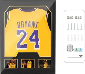 Jersey Frame Display Cases, Jersey Frame with Picture Slots, Jersey Shadow Box Display Case, 98% UV Protection, Football, Basketball