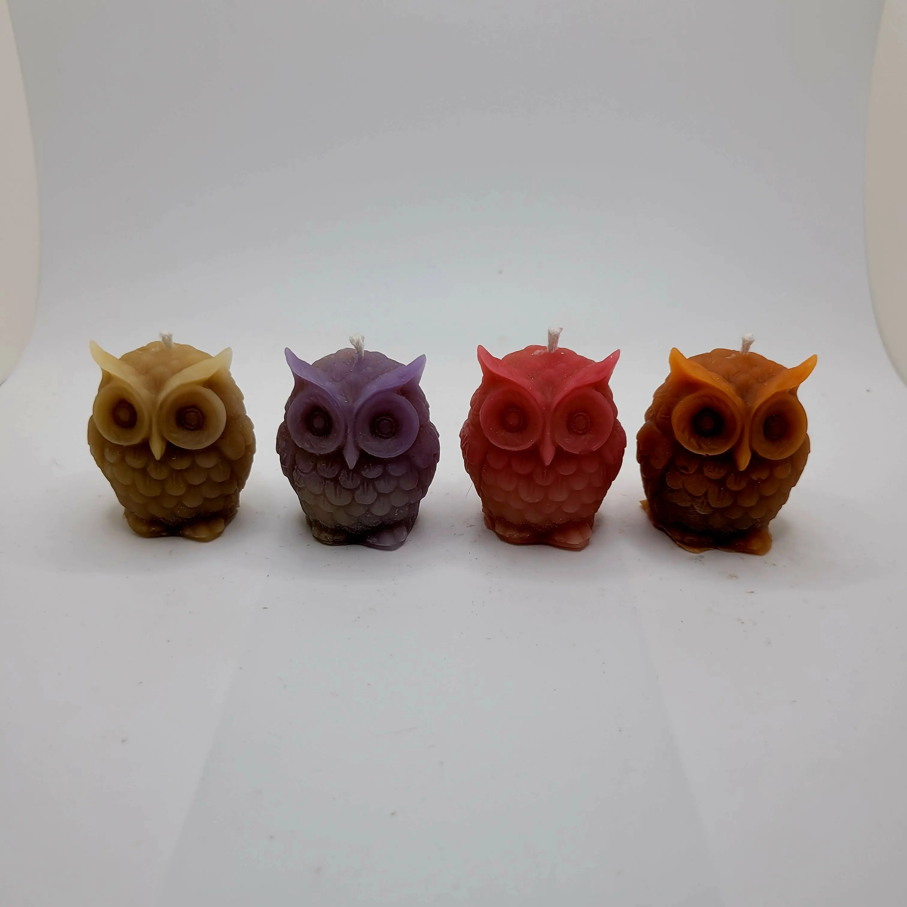 Mini Horned Owl Beeswax Candle - Natural, Eco-friendly, hypoallergenic, Bright Natural Light, Long Lasting, Clean burning, sustainable product, home decor