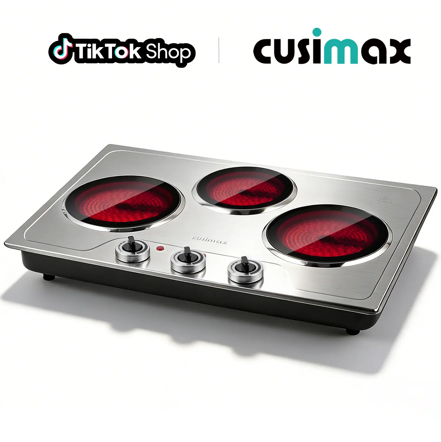 CUSIMAX Rectangular 3-Burner Electric Hot Plate - 7-in Ceramic Glass Commercial Kitchen Appliances Stove, Infrared Burners, 11 Temp Levels, 1800W Power, 120V Plug, Safety Compliant, 30-Day Returns (SummerFinds, TikTokShopBackToSchool)