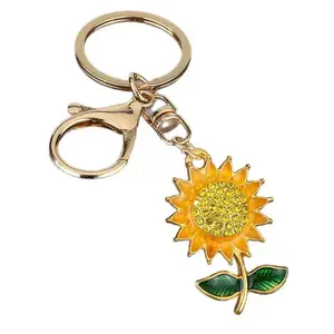 Sunflower Metal rhinestone keychain,Inspirational Gift for Women Men Birthday Valentines Gifts for Best Friend Student Graduation-Keep Going Keychain