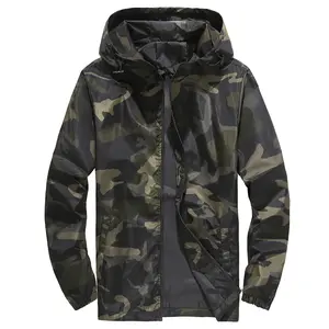 Outdoor Tactical Camouflage Jacket Spring/Autumn Lightweight Printed Hooded Coat Zipper Closure Fashion Sports Versatile Top