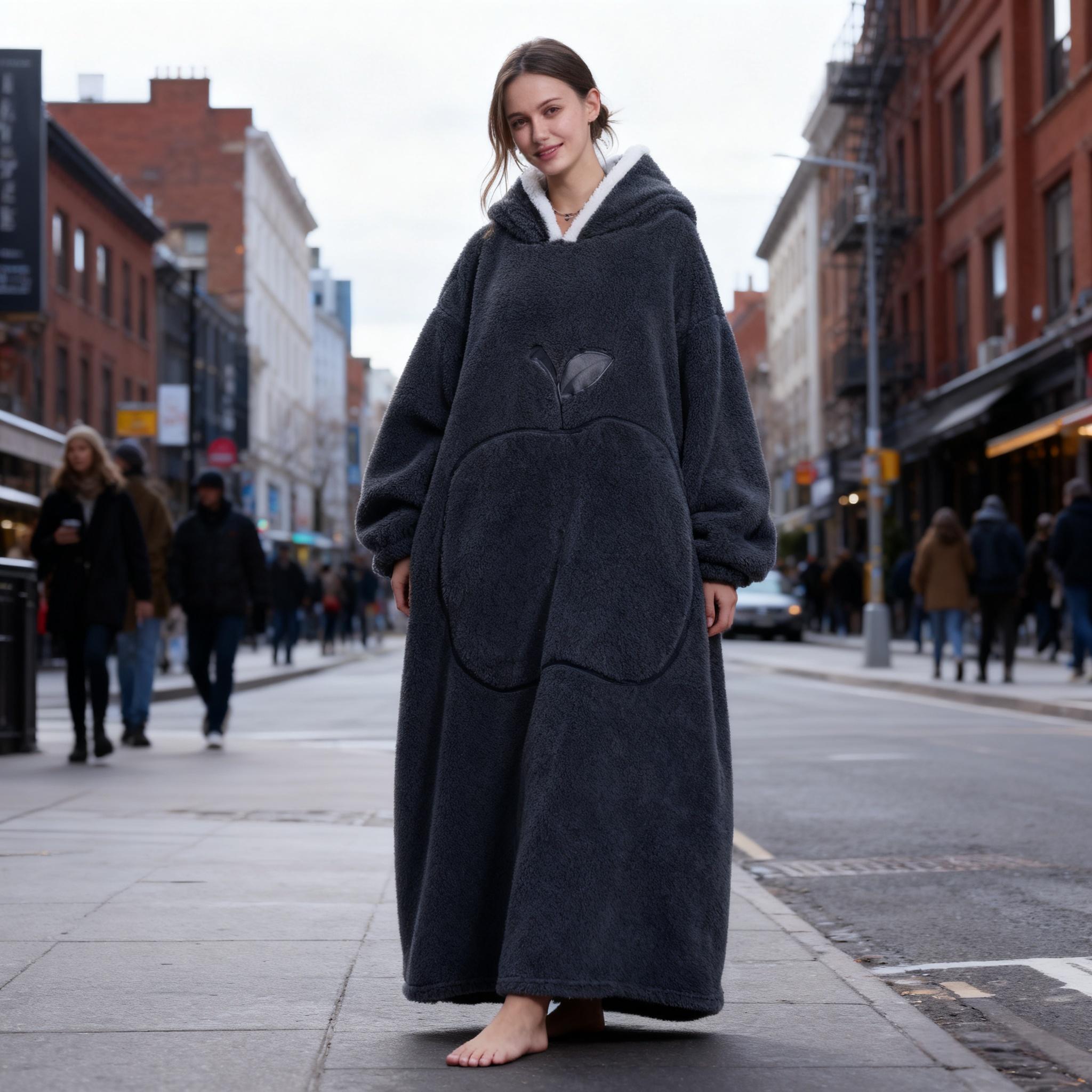 Solid Color Apple-Patterned Warm Winter Coat Long Length Long Sleeve for Cold Days dressing  gown eeyore  onesie