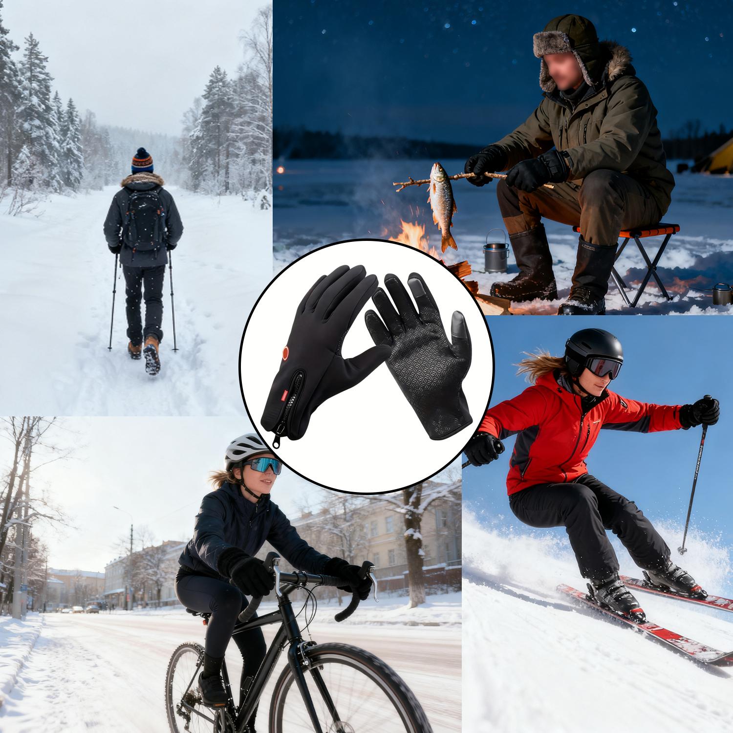 Outdoor Winter Gloves Touch Screen Windproof Gloves Thermal Warm Gloves Non-Slip for Men and Women (No heating function)