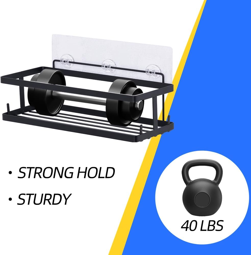 6 Pack Bathroom Adhesive Shower Shelves for Tile Wall Toiletry Kitchen Organizer and Large Capacity Bathtub Essentials Wall Rack Suction