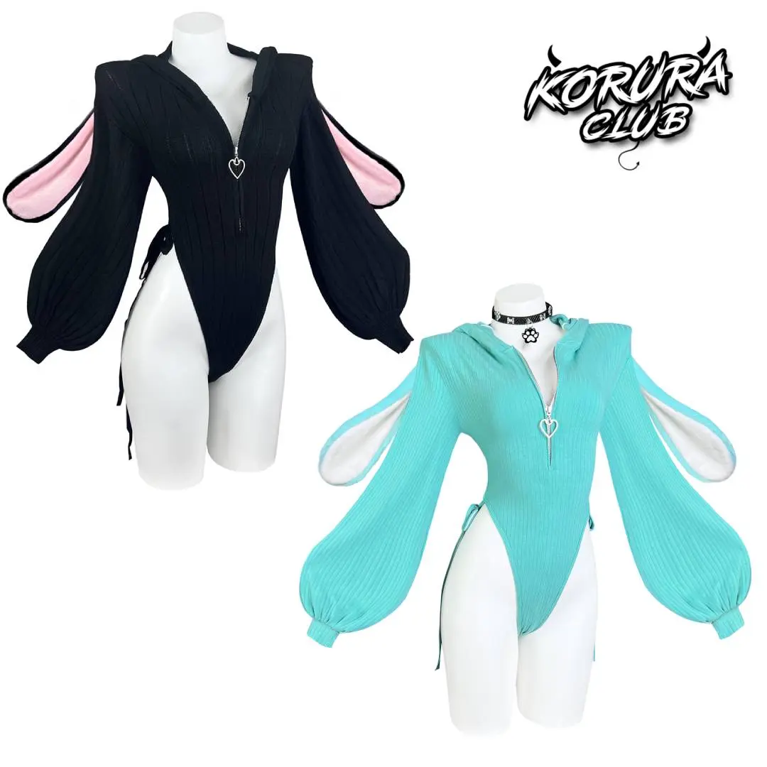 KORURACLUB 2-Pack Bunny Suit Set, Women's Fuzzy Anime Knitwear Costume for a Cosplay Party,back to school,back to school shopping