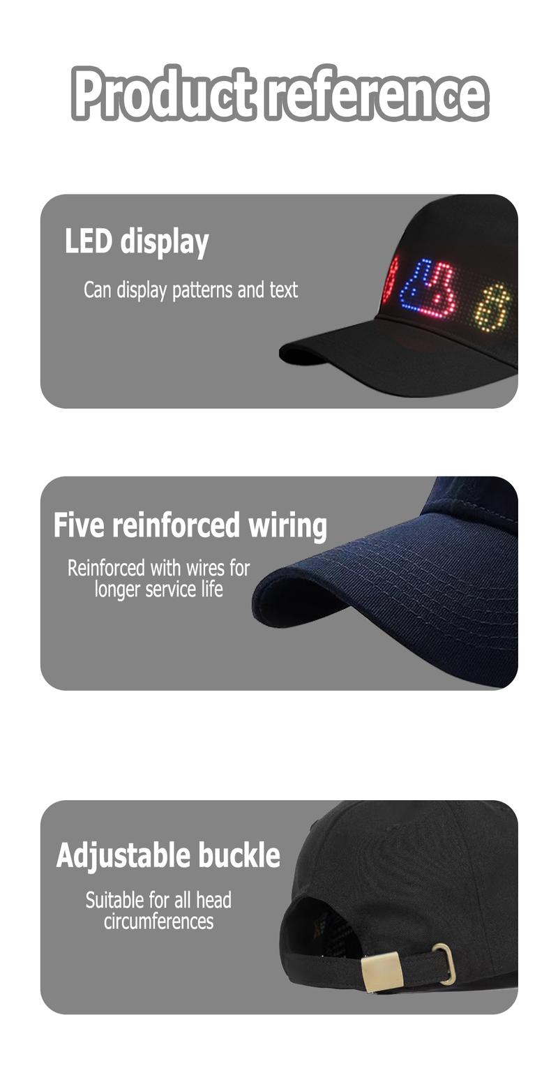 Rayforces NEW 16x32 Full-Color LED Scrolling Hat with Bluetooth App for Custom GIFs Pics Text Removable LED Display for Christmas Party Clubs Outdoor Bar - Firework