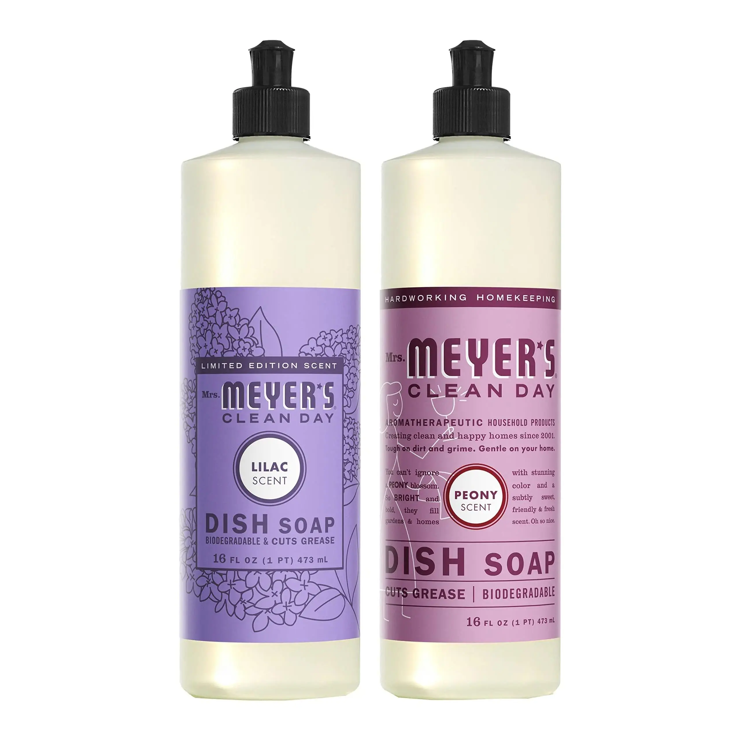 Mrs. Meyers Liquid Dish Soap Variety Pack 1 Lilac Dish Soap 1 Peony Dish Soap 2 CT