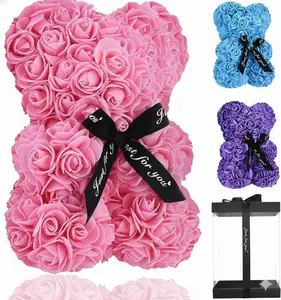 Artificial Rose Teddy Bear -Rose Flower Bear Fake Rose Flower Gifts for Wedding, Birthday，Valentine's Day， Anniversary's, Mothers/Girlfriend