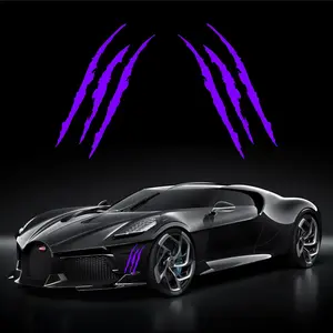 (M79) Monster Decals - 2 pcs Premium Vinyl Car Stickers, Monster Claw Scratch Stripe Stickers for Sports Cars, SUV Pickup Truck Window Motorcycles - Unique Design - Purple