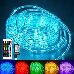 Minetom Color Changing Rope Lights Outdoor, 33FT 100 LED String Lights with Plug & Remote, Waterproof Christmas Light Outdoor Decoration, Twinkle LED Rope Light for Outside Indoor Bedroom,16 Colors
