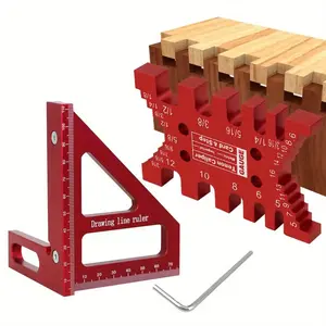 Aluminum Square Protractor & Tenon Gaps Gauge Kit, Woodworking Tenon Caliper Dovetail Jig & Miter Triangle Ruler Tool, Carpenter Gifts