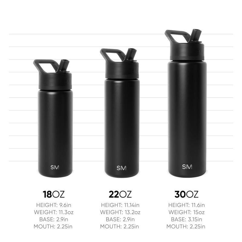 Simple Modern Summit Water Bottle with Straw Lid 30oz - Cupholder Friendly, Leak-Proof, Vacuum Insulated, Reusable, BPA-Free