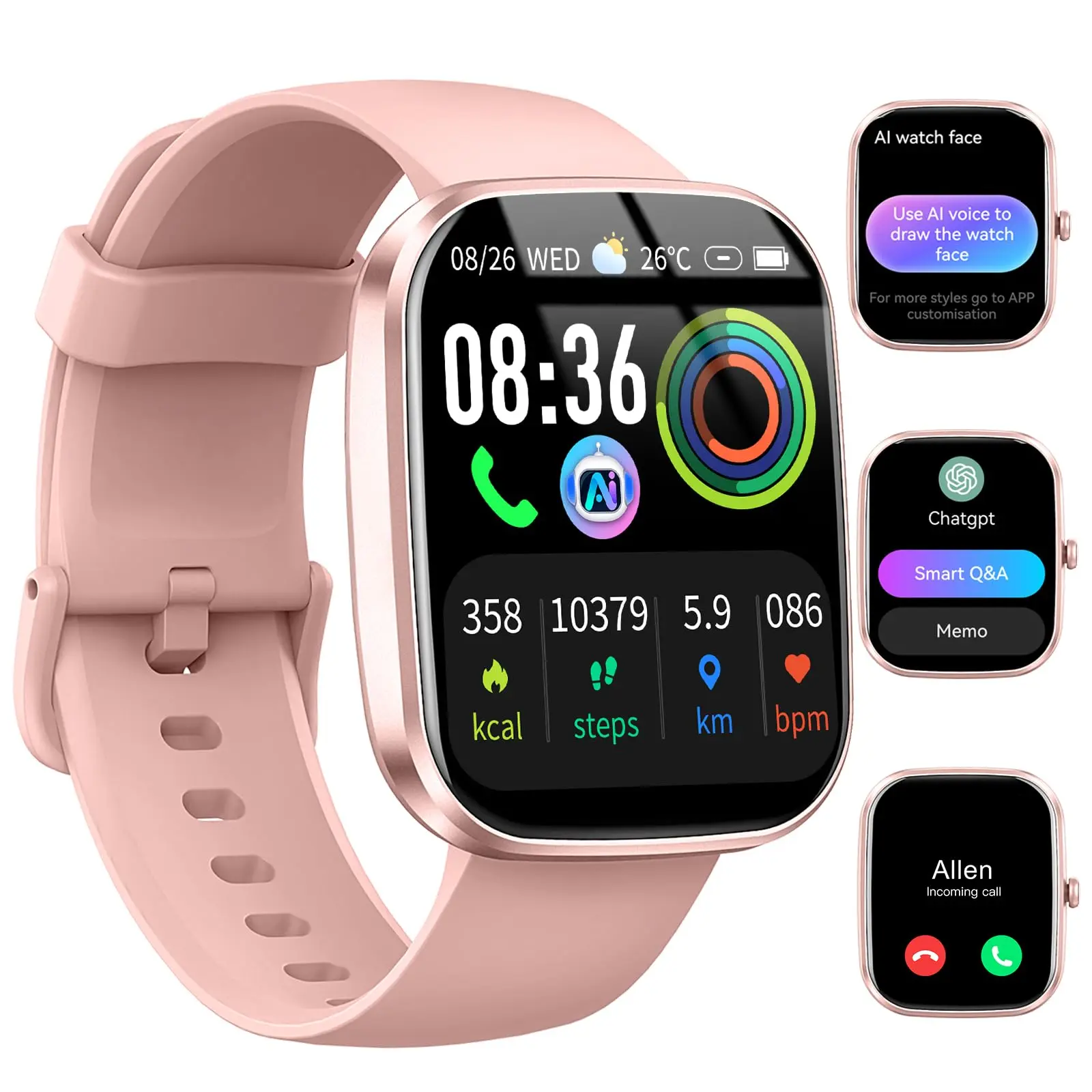 [DealsForYouDays]AI Smart Watch with ChatGPT Assistant 1.91'' Touch Screen Call Message Blood Oxygen Monitor 110+ Sports Modes Android iOS Call & Message Smart Notifications for Men & Women IP68 Waterproof Bluetooth Wearable