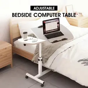 Modern Adjustable Height Rotating & Folding Bedside Table - Heavy-Duty Movable Space-Saving Multifunctional Side Table with Bed/Sofa Access, Suitable for Home & Office, Bed, Couch - Assembly (Wood/Metal Frame)