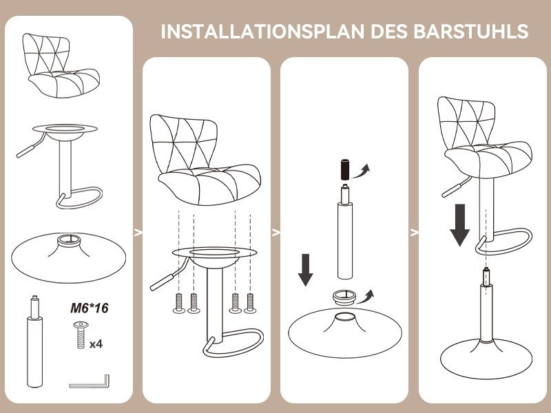 Modern Bar Stools, Adjustable Faux Leather Upholstered Swivel Bar Stools, Counter Height Bar Chairs with Back for Kitchen Island, Black