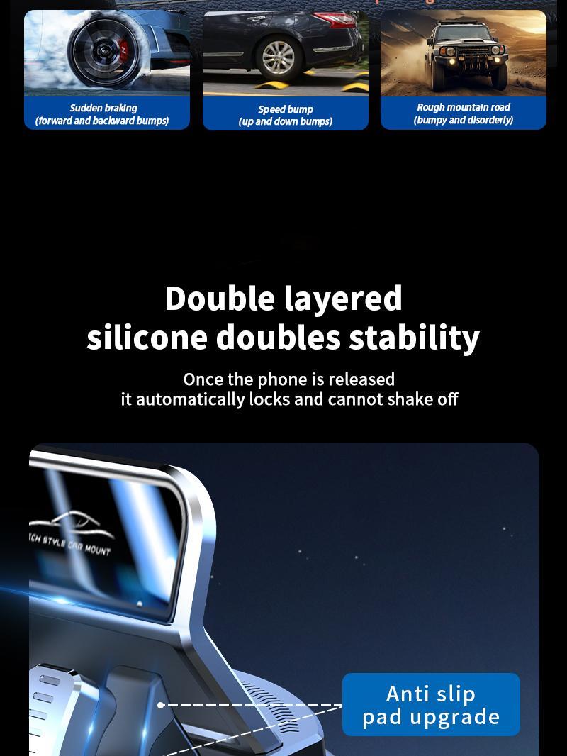 Car phone holder 360 degree rotation, suitable for car navigation in-car dashboard, horizontal and vertical screen adjustment angle, suction cup fixed non-slip mobile phone holder suitable for iPhone and Android