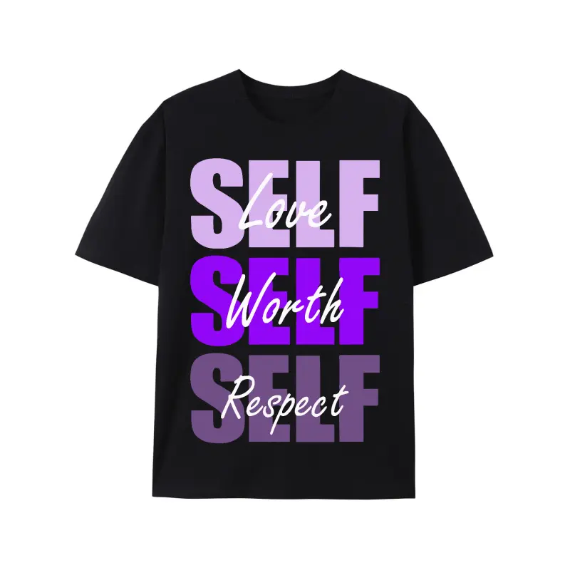 Purple Self-ish X 3 Purple Color Graphic T-Shirt Casual Streetwear Soft Tshirt Cotton Soft