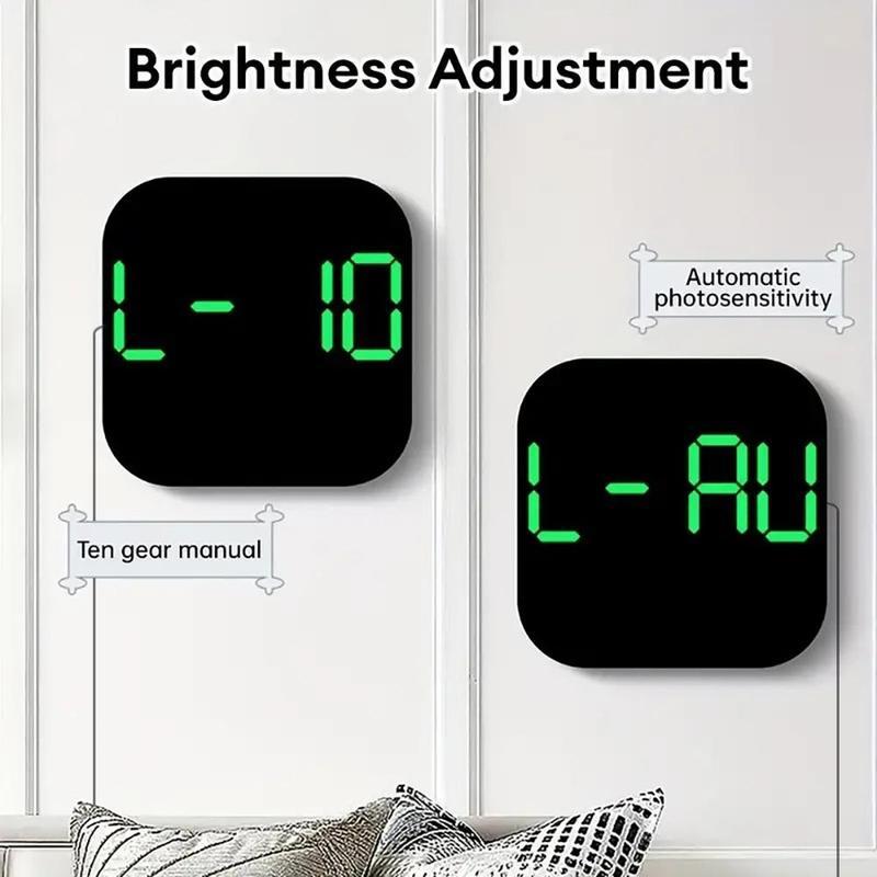 Intelligent Large Screen Digital Living Room Wall Clock with Remote Control, Battery Powered LED Wall Clock with Calendar Time and Temperature Display, Valentine's Day Gift, LED Alarm Clock, Digital Clock Decor