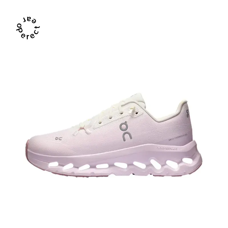 Pink-Purple Gradient Lightweight Cushioned Running Shoes, Breathable Knit Upper with Hollow Cloud-Tech Midsole