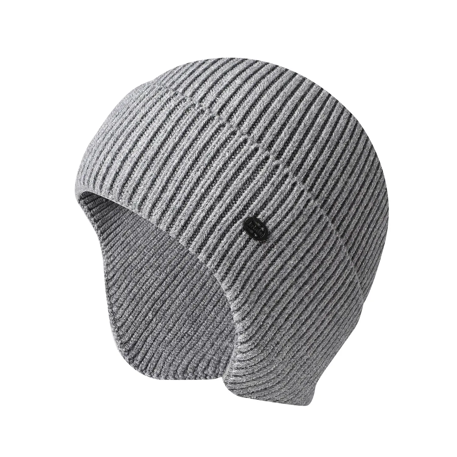 Mens Warm Knit Hat with Ear Flaps Stretchy Beanie for Cold Weather Outdoor Activities Windproof Elastic Knit Cold Protection